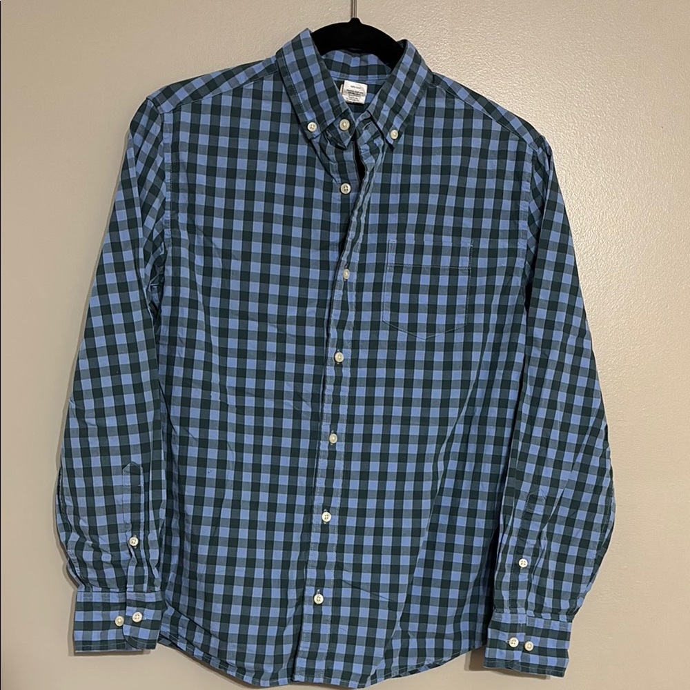 J. Crew Blue and Black Casual Button Down Shirt